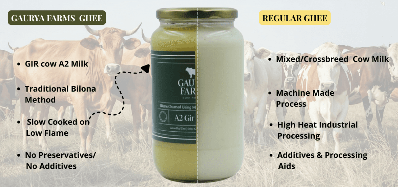 Gaurya Farms Ghee vs Regular Ghee Comparison