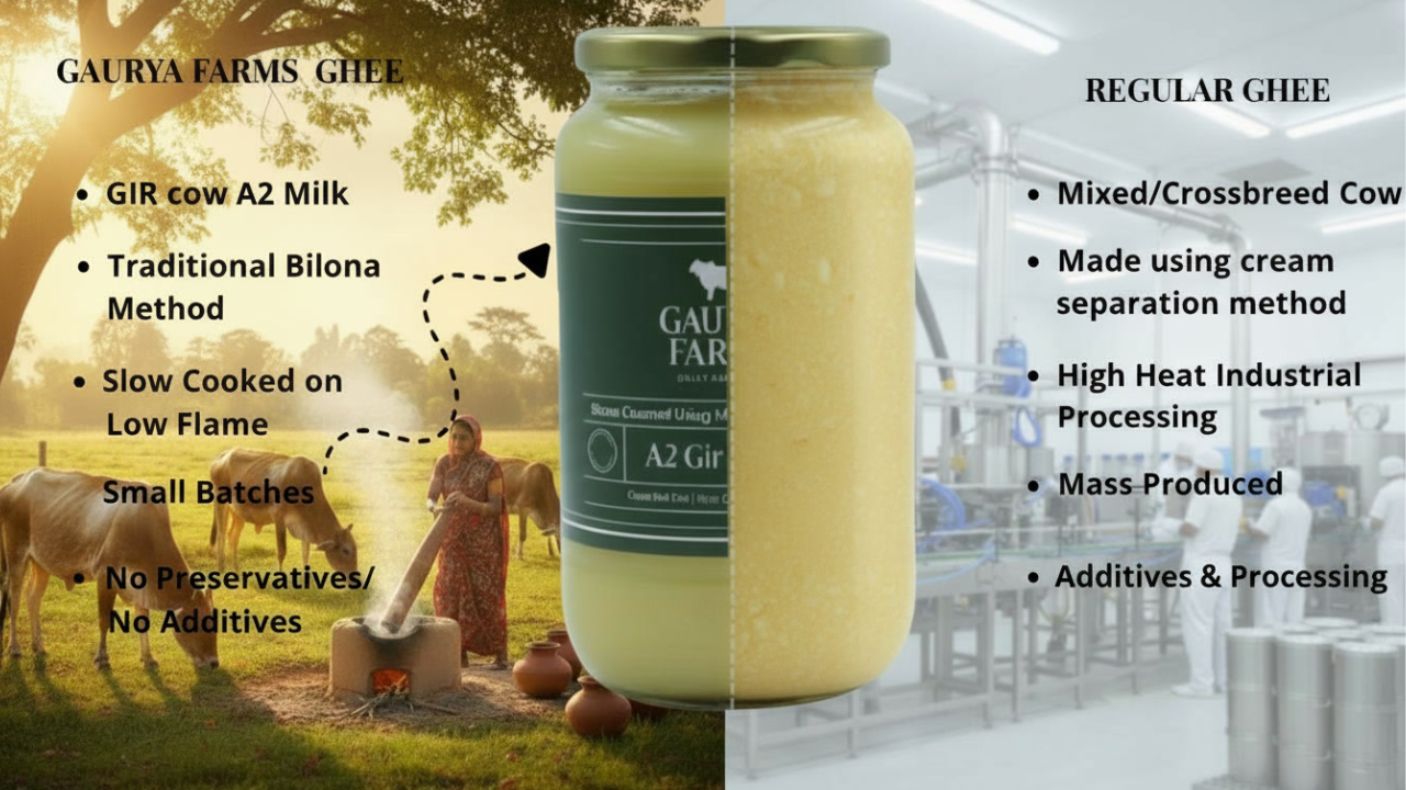 Gaurya Farms Ghee vs Regular Ghee – comparison